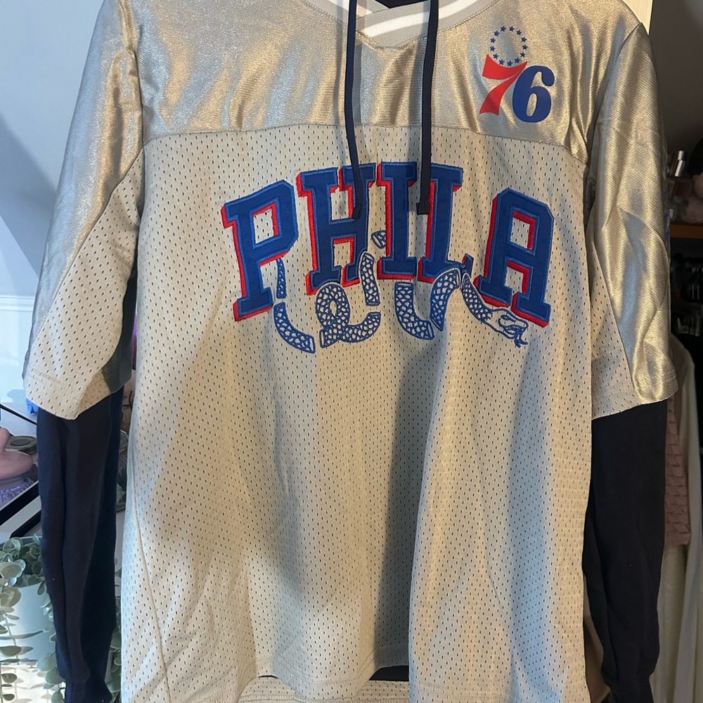Philadelphia 76ers Silver and Black Hoodie